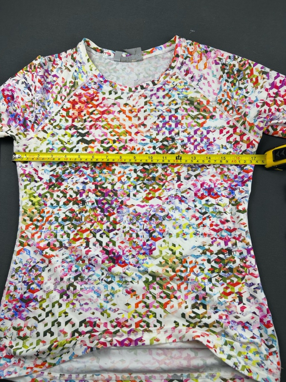 Athleta White Multicolor Geometric Print Long Sleeve Top (b0102) - Picture 5 of 9
